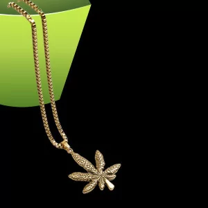 Steel cannabis leaf necklace