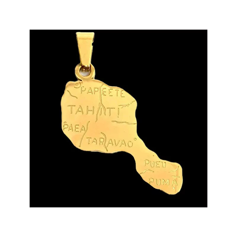 Steel pendant Tahiti map