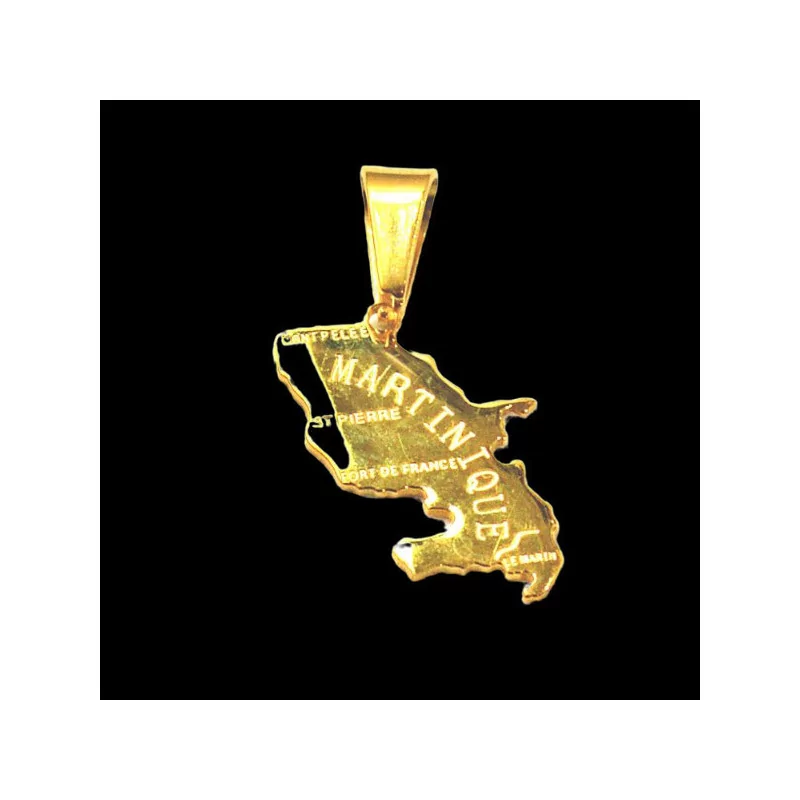 Pendentif acier carte île Martinique bijouxcreoles.com
