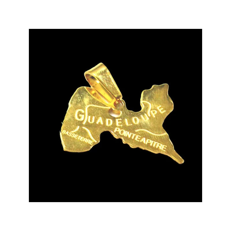 Pendentif acier carte île Guadeloupe bijouxcreoles.com