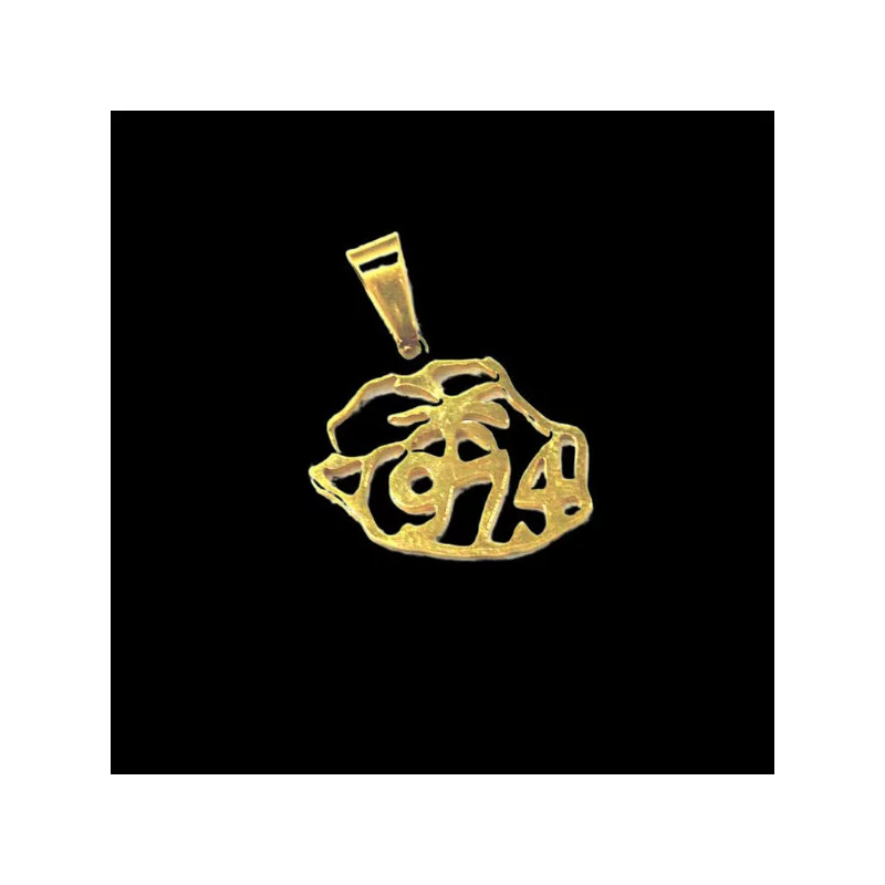 Steel pendant with a map of Réunion Island 974
