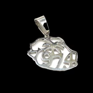Steel pendant with a map of Réunion Island 974