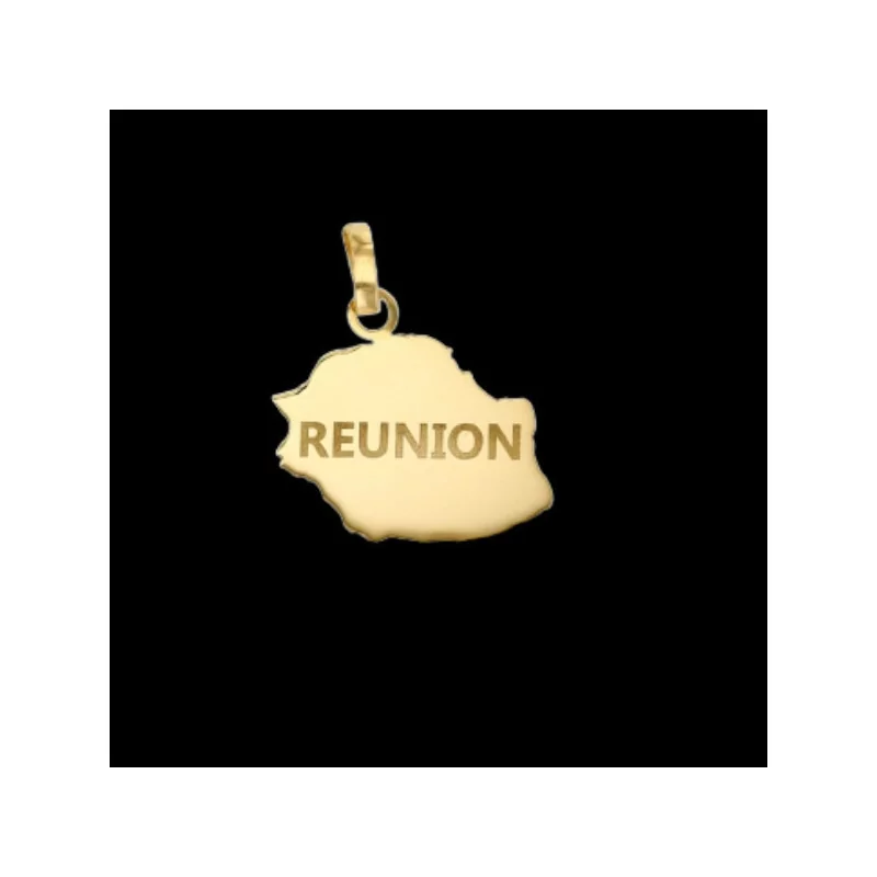 Reunion Island map pendant in gold
