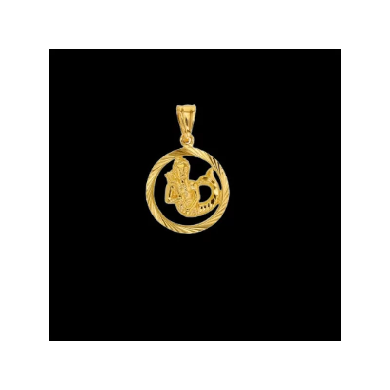 Aquarius Zodiac Pendant in Gold