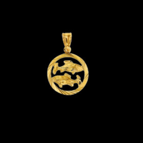 Pisces Zodiac Pendant in Gold