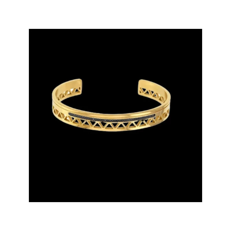 Bracelet acier doré et cristaux noirs bijouxcreoles.com
