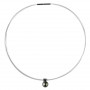Collier câble acier blanc avec perle de culture