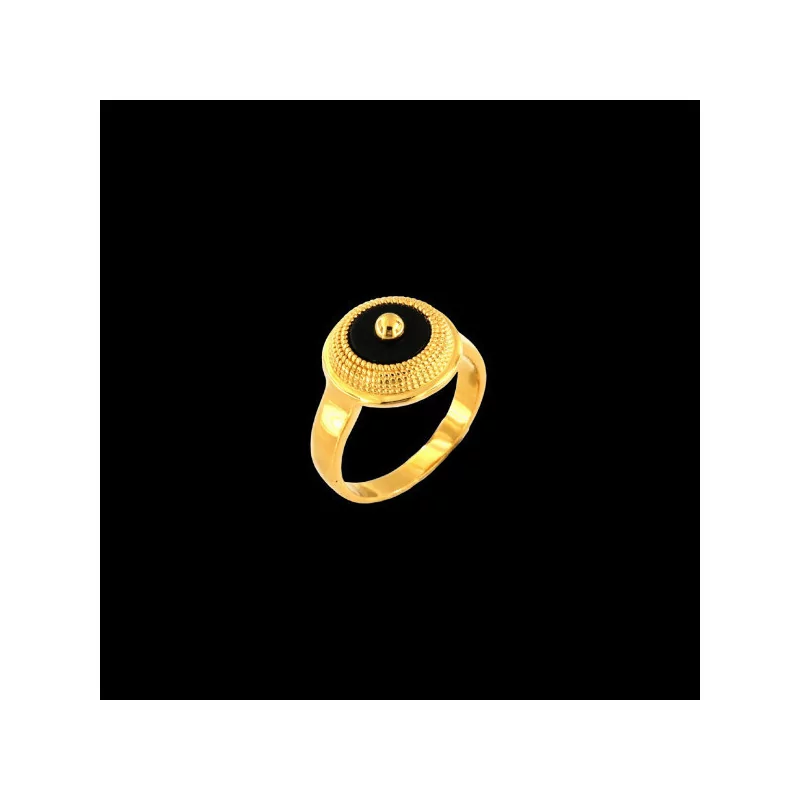 Bague Plaqué Or Onyx bijouxcreoles.com