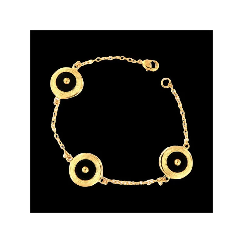 Bracelet Plaqué Or Onyx bijouxcreoles.com