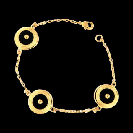 Bracelet Plaqué Or Onyx 3 Eléments