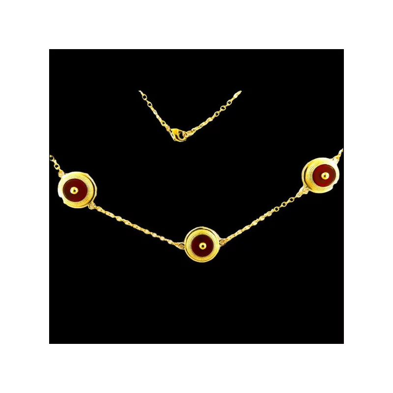 Gold-Plated Carnelian Necklace with 3 Elements