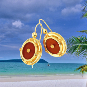 Boucles d'oreilles Créoles Crochet Cornaline