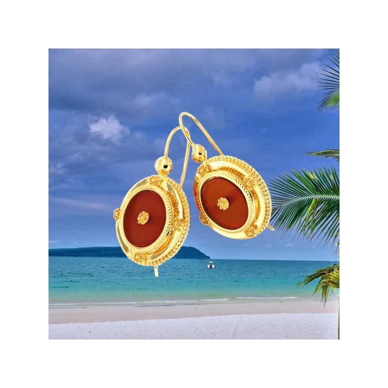 Carnelian Hoop Earrings