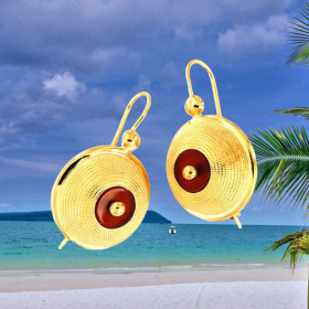 Boucle d'oreille Créole Tété Antillaise Cornaline
