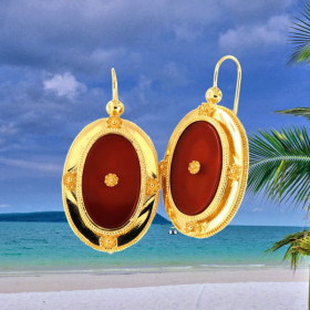 Boucles d'oreilles Créoles Ovale Cornaline