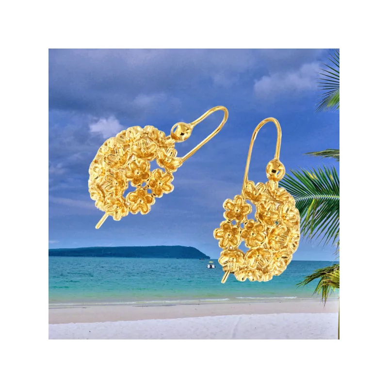 Boucles d'oreilles Créoles Fleur Tropical bijouxcreoles.com