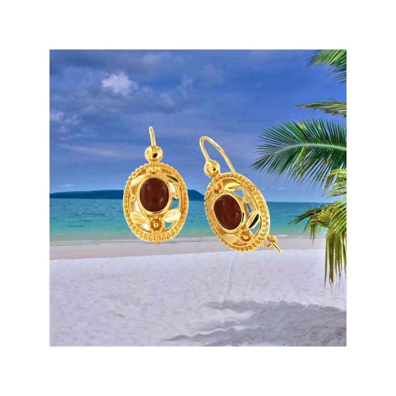 Boucle d'oreille Cornaline Ajouré bijouxcreoles.com
