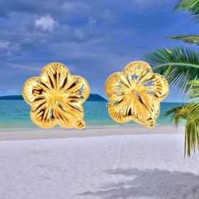 Boucles d'oreilles Créoles Clou Hibiscus