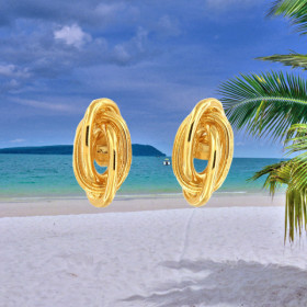 Creole Hoop Earrings with Forked Stud