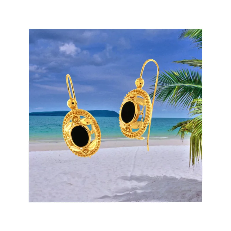 Onyx Openwork Hoop Earrings