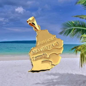 Gold-plated Mauritius map pendant