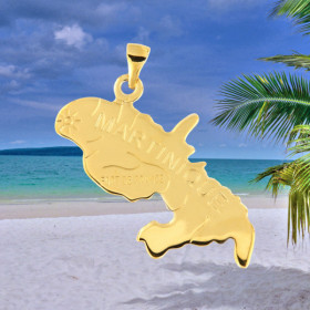 Martinique Map Pendant Gold Plated
