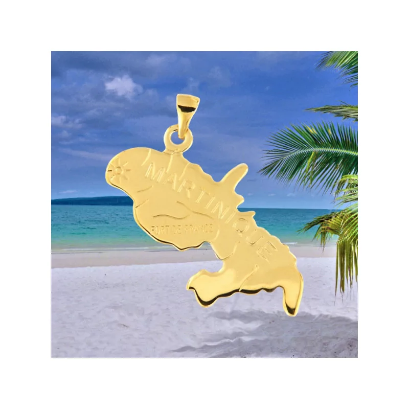 Gold-Plated Martinique Map Pendant