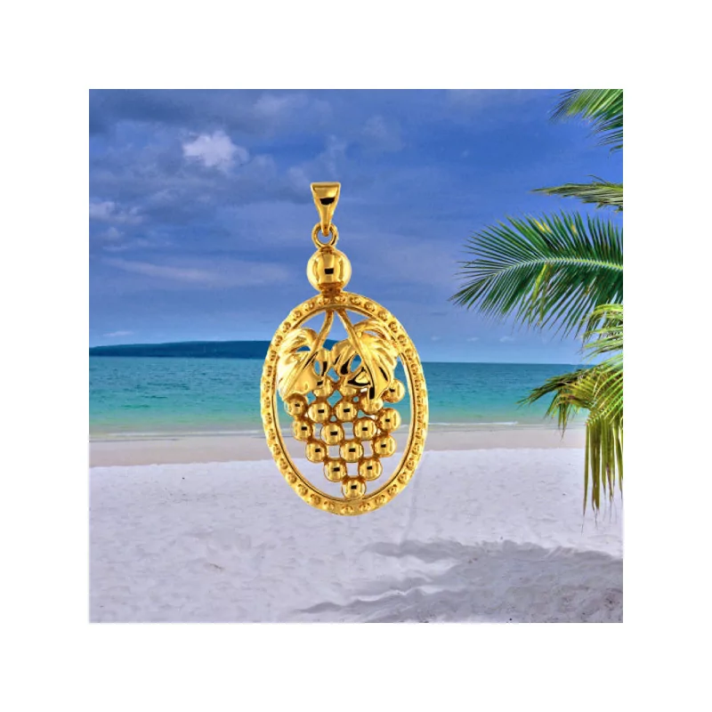 Pendentif Grappe Raisin Plaqué Or bijouxcreoles.com