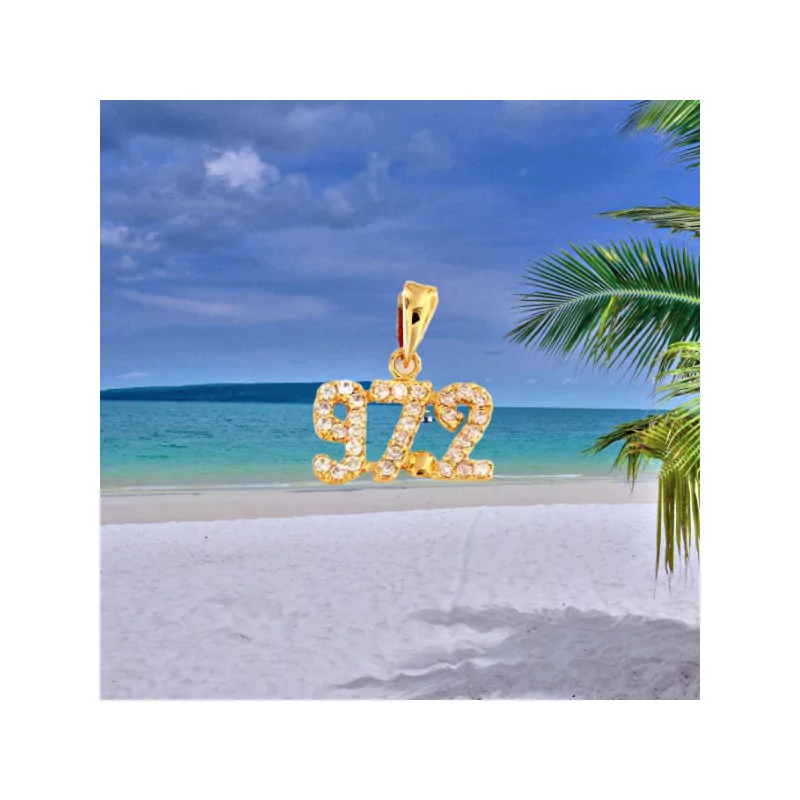 Gold Plated Pendant Numbers With Stone