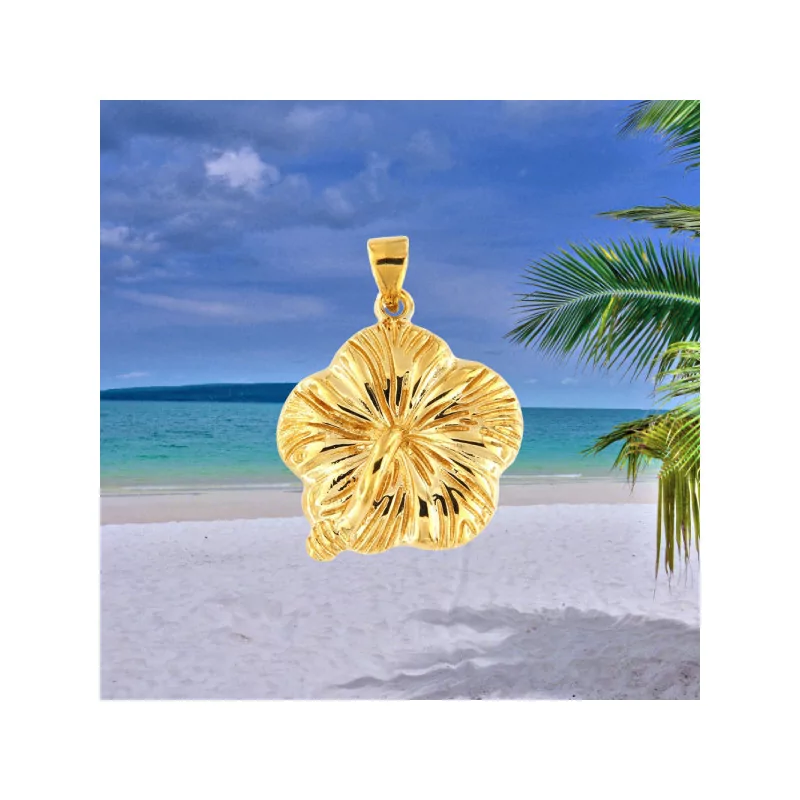 Hibiscus Pendant Large Gold-Plated Hibiscus Pendant Large Gold-Plated