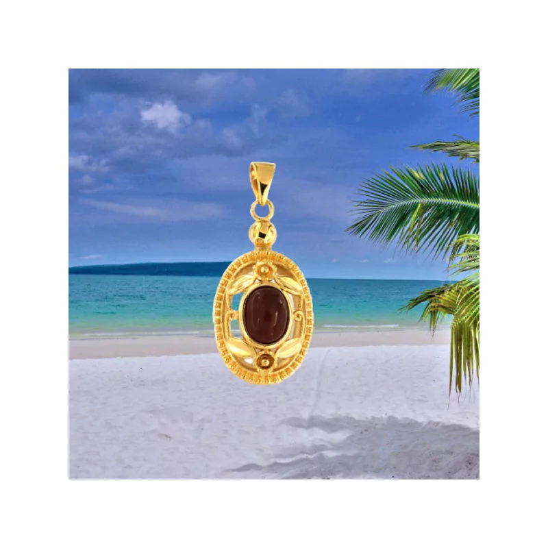 Pendentif Cornaline ajouré plaqué bijouxcreoles.com