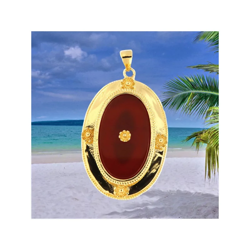 Oval Carnelian Gold-Plated Pendant