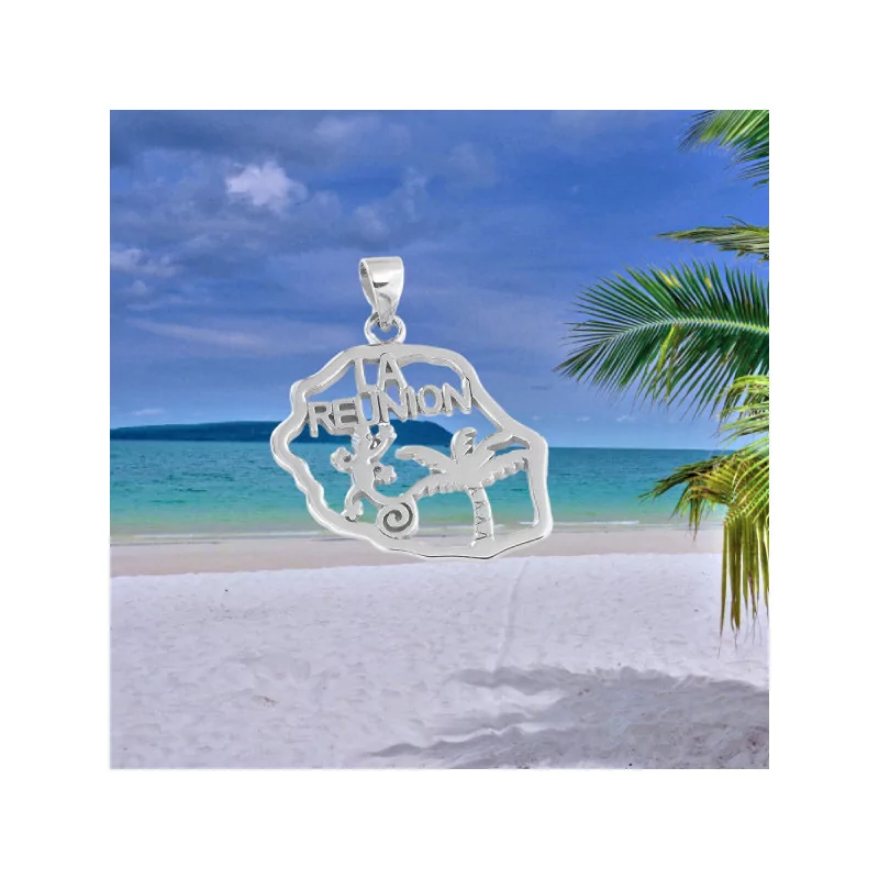 Silver Gecko and Palm Tree Pendant Silver Gecko and Palm Tree Pendant