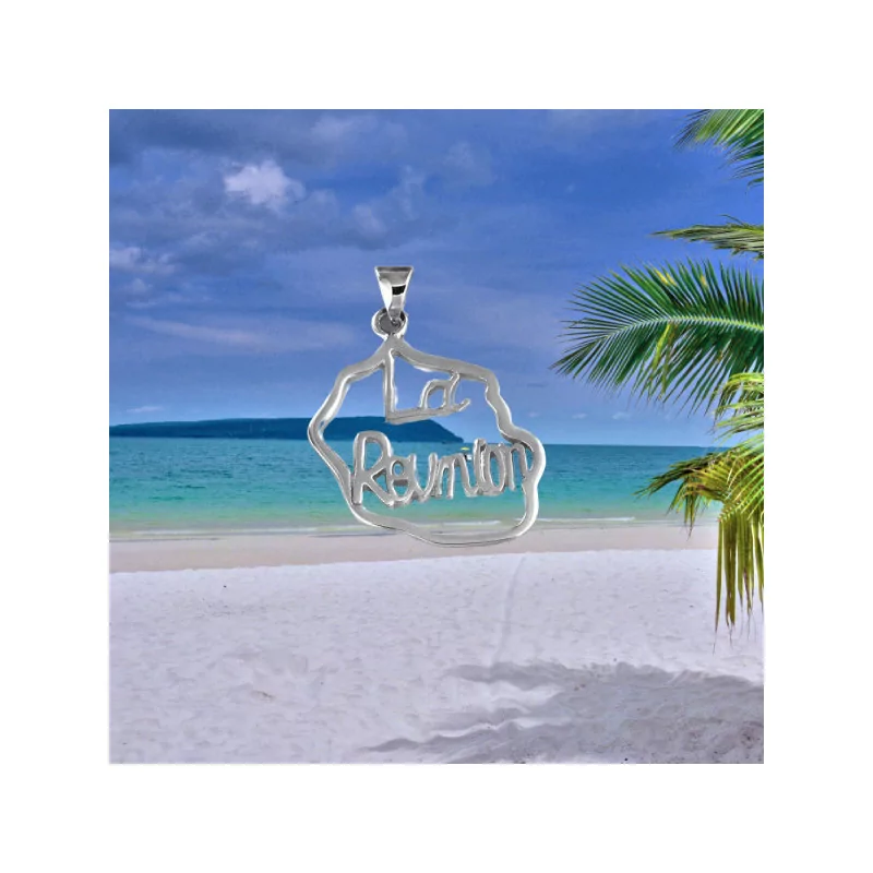 Pendentif Ajouré Carte des iles Argent bijouxcreoles.com