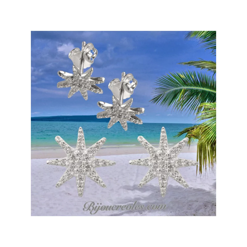 Earrings with an 8-pointed star design