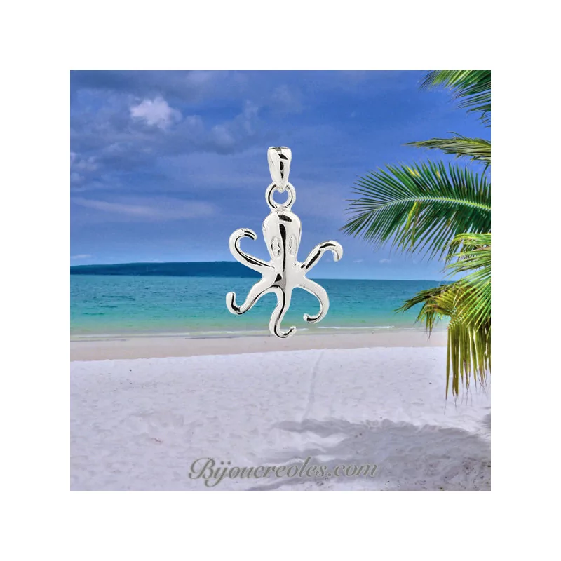 Pendentif Poulpe Argent bijouxcreoles.com