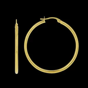 hollow tube hoop earrings 1mm diameter 20mm Gold