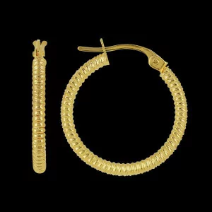 Chiseled 80mm tube hoop earrings in Gold Flex