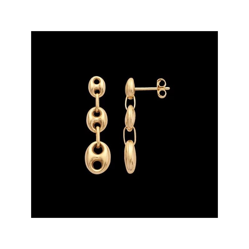 Dangling earrings with 3 coffee beans falling