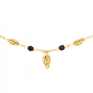Collier 3 Noeuds Forçat Y cristaux Grenat bijouxcreoles.com