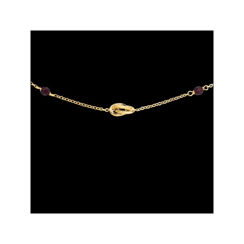 Collier 1 Noeuds Forçat cristaux Grenat bijouxcreoles.com