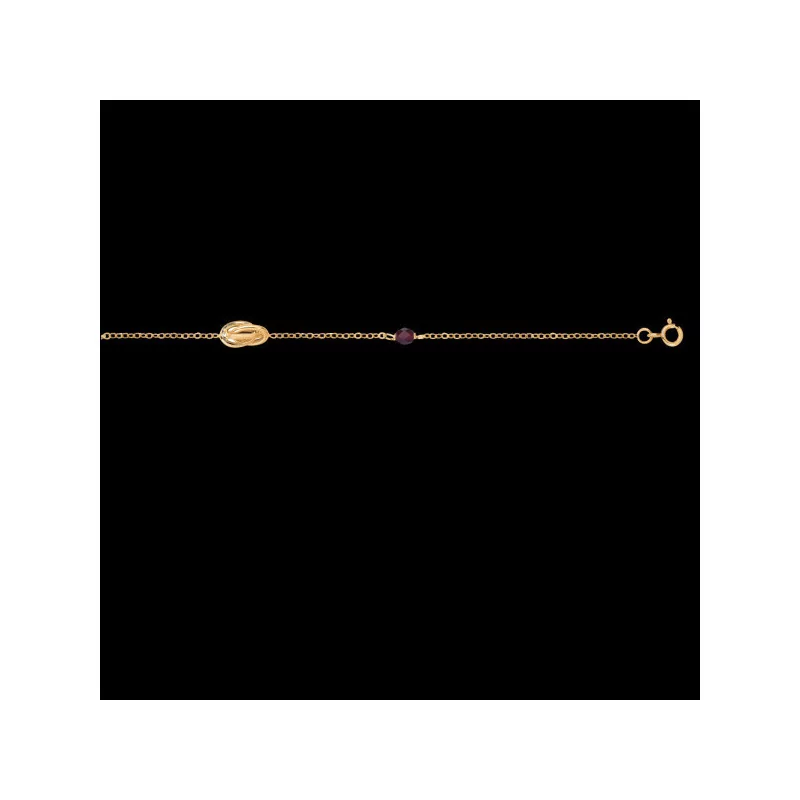 Bracelet 3 Noeuds Forçat 2 cristaux Grenat bijouxcreoles.com