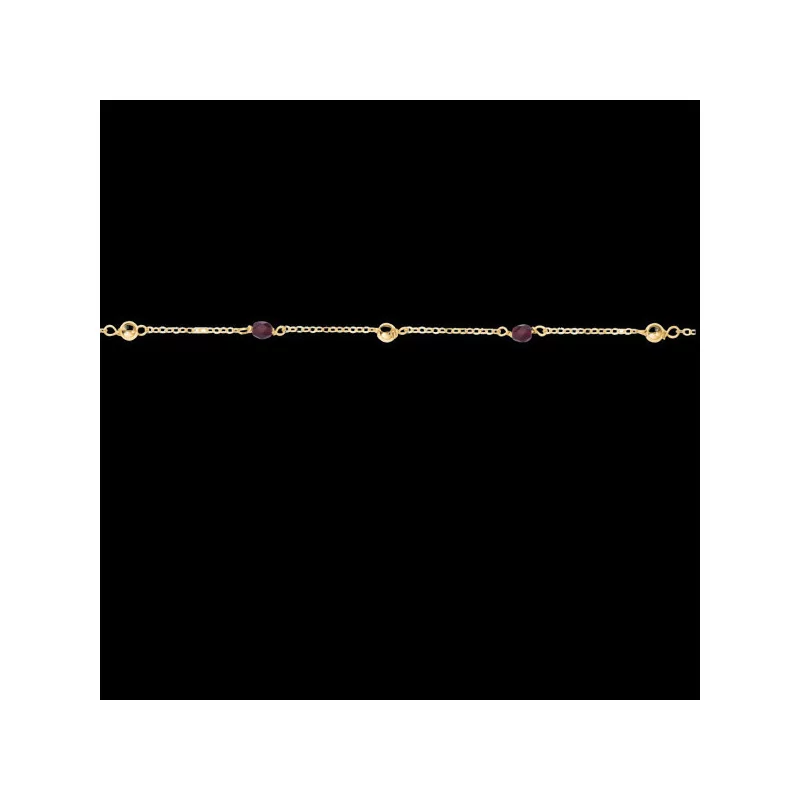 Bracelet with 2 balls, Forçat chain, and 2 garnet crystals Bracelet with 2 balls, Forçat chain, and 2 garnet crystals