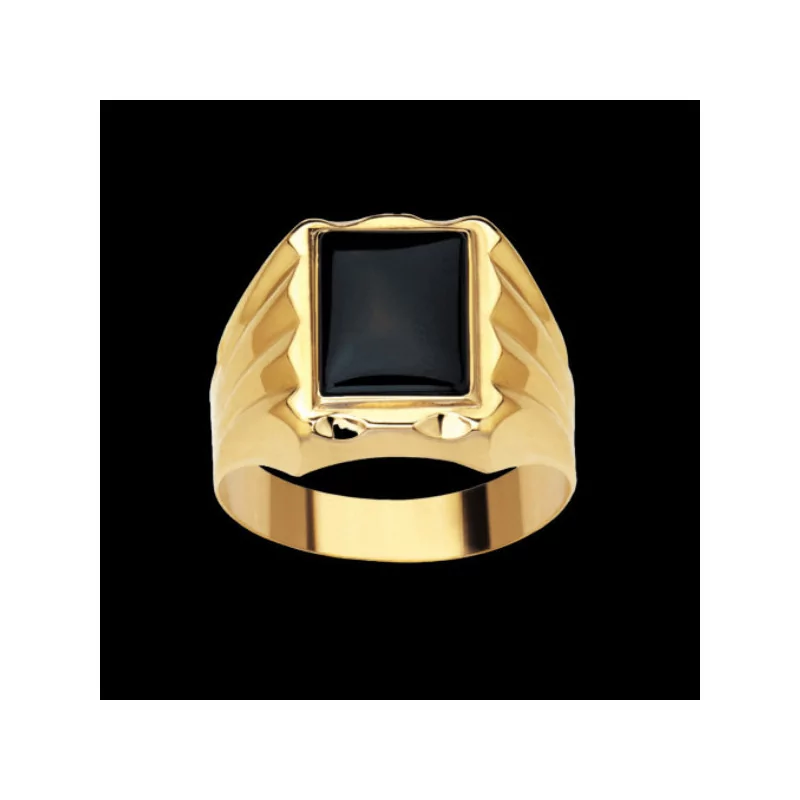 Chevalière rectangle avec Onyx bijouxcreoles.com