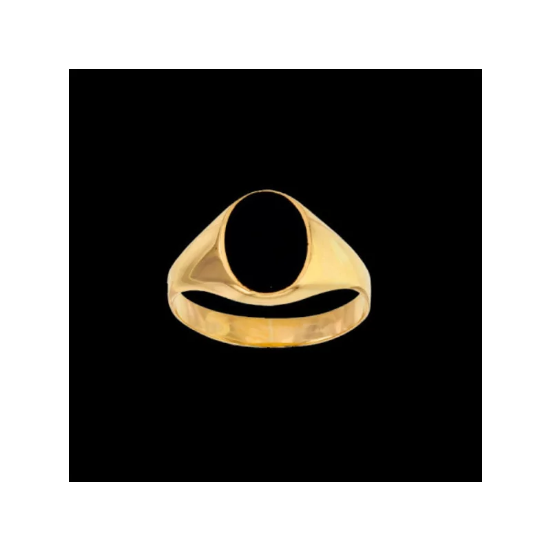Chevalière forme ovale pierre Onyx noir bijouxcreoles.com