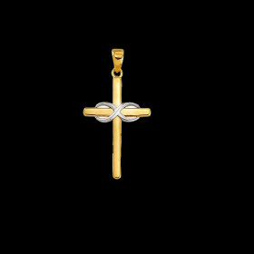 Pendentif croix Or avec infini en Or blanc