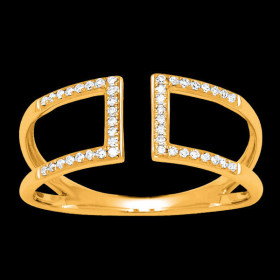 Bague carrée dos a dos Or diamants