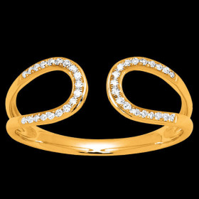 Ring with back-to-back gold and diamond loops