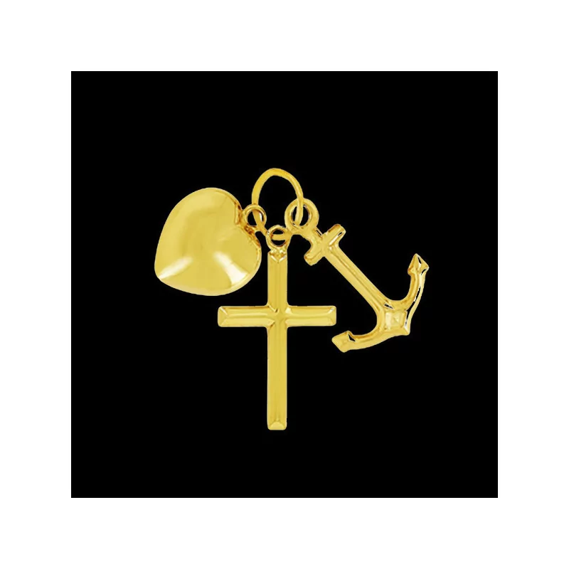 Pendentif 3 Vertus coeur /croix/ ancre Or 18 Carats bijouxcreoles.com