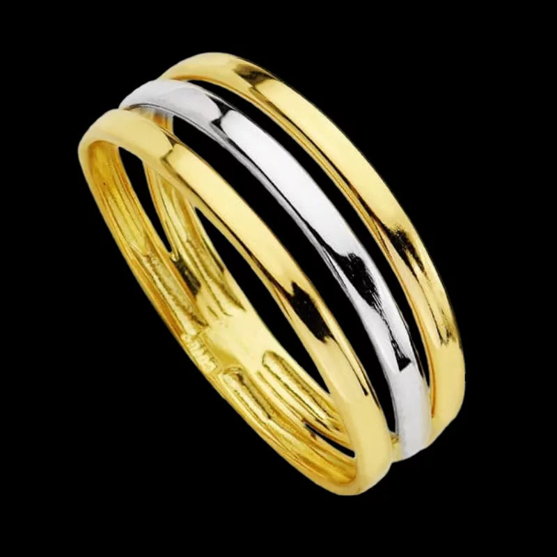 Bague 2 Ors Bicolore trois Fils 18 Carats bijouxcreoles.com